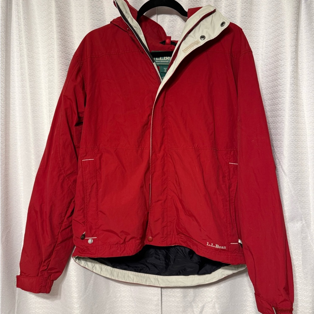 L.L. Bean Men's Red and White Raincoat